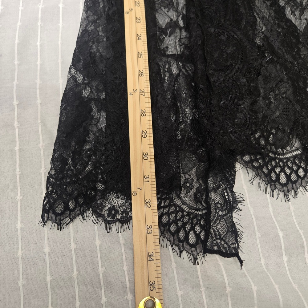 Avidlove Black Floral Lace Robe Sheer Eyelash Trim Kimono Sleeve Medium - Picture 7 of 12